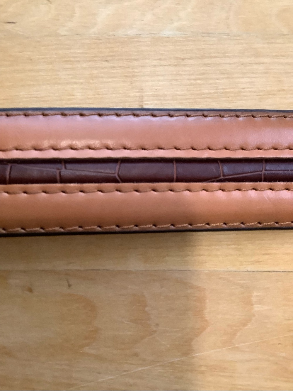VINTAGE Italian Style Tan Croc Embossed Faux Leather Dress Belt 38 - Picture 5 of 9